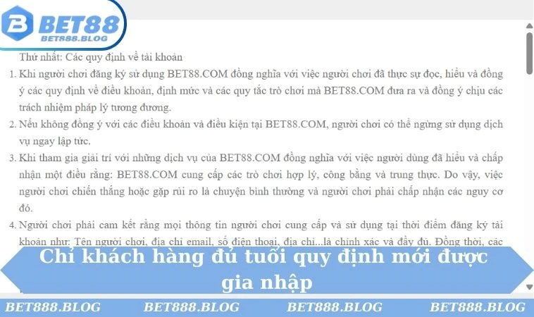 Chỉ khách hàng đủ tuổi quy định mới được gia nhập Chỉ khách hàng đủ tuổi quy định mới được gia nhập